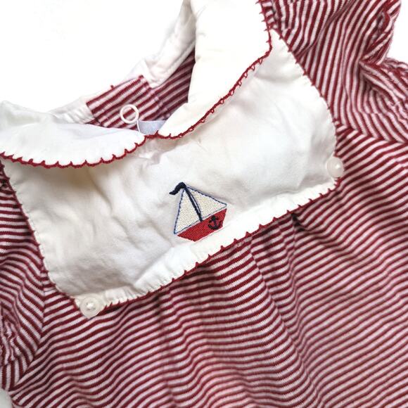 Janie and Jack Romper Baby Girls SZ 0-3m Red Nautical Sailboat 2013 Everyday - Picture 2 of 4